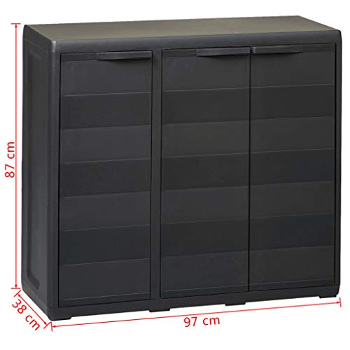vidaXL, vidaXL Garden Storage Cabinet with 2 Shelves Black Outdoor Tool Locker Shed