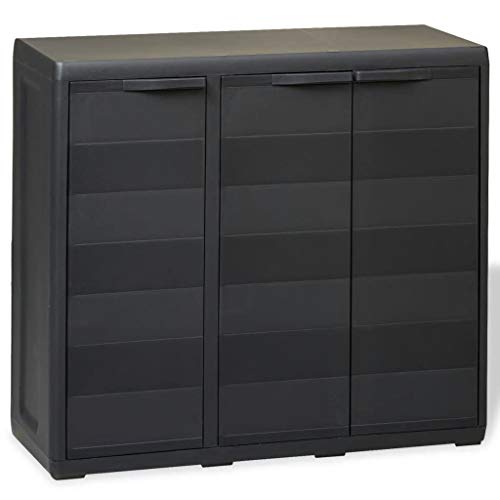 vidaXL, vidaXL Garden Storage Cabinet with 2 Shelves Black Outdoor Tool Locker Shed
