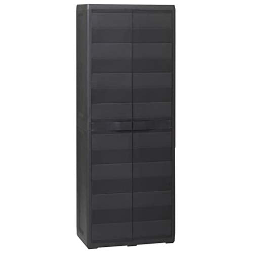 vidaXL, vidaXL Garden Storage Cabinet with 3 Shelves Black Tool Organiser Locker Shed