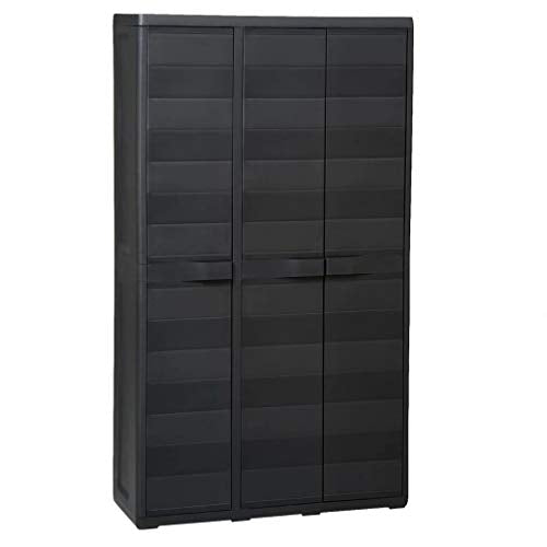 vidaXL, vidaXL Garden Storage Cabinet with 4 Shelves Black Tool Organiser Locker Shed