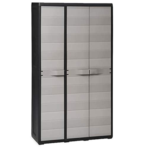 vidaXL, vidaXL Garden Storage Cabinet with 4 Shelves Black and Grey Tool Organiser