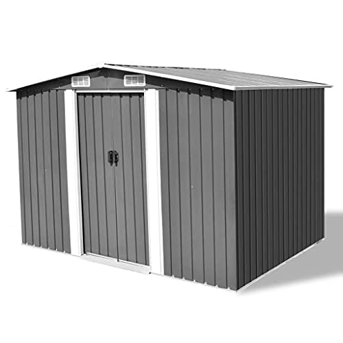 vidaXL, vidaXL Garden Storage Shed Grey Metal 257x205x178cm Tool Organiser Cabin Room