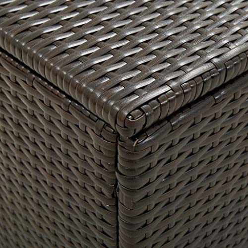 vidaXL, vidaXL Garden Utility Storage Box Bench Container Chest Shed Water Resistant PE Liner Moisture Proof with Elevated Feet Poly Rattan Brown