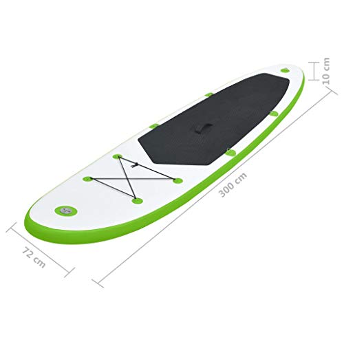 vidaXL, vidaXL Inflatable Stand Up Paddleboard Set Outdoor Recreation Sporting Good Boating Water Sport Surfing SUP Board Set Kayak Green and White