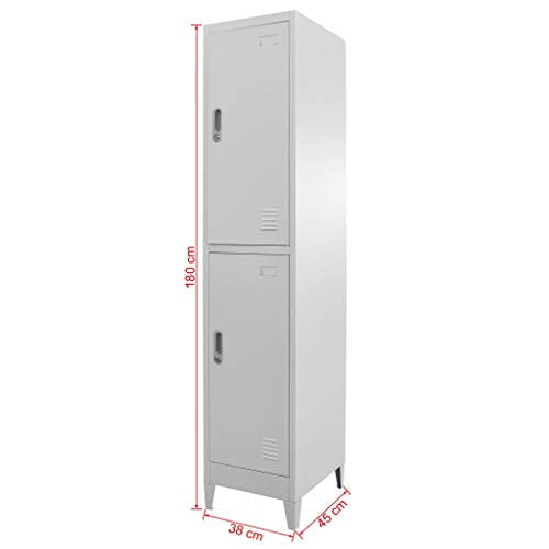 vidaXL, vidaXL Locker Cabinet with 2 Compartments Industrial Office Storage Organiser