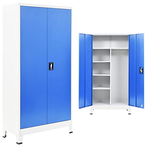 vidaXL, vidaXL Locker Cabinet with 2 Doors Metal 90x40x180cm Grey and Blue Organiser