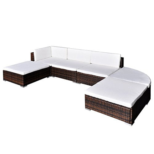 vidaXL, vidaXL Outdoor Lounge Set 16 Piece Poly Rattan Brown Garden Furniture Seat