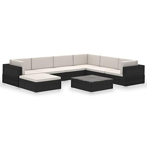 vidaXL, vidaXL Outdoor Lounge Set 24 Pieces Black Poly Rattan Garden Patio Sofa Seat