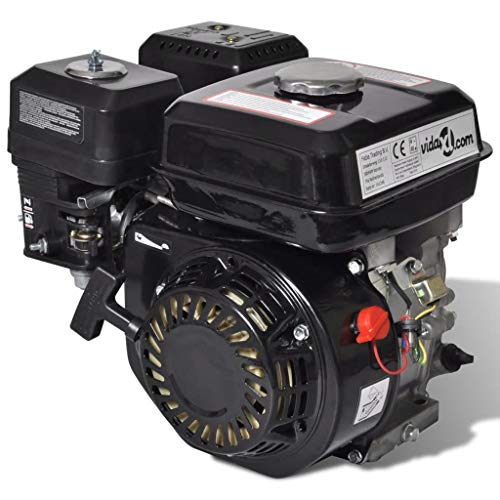 vidaXL, vidaXL Petrol Engine 6.5HP 4.8kW Black Gasoline Recoil Start Generator Motor