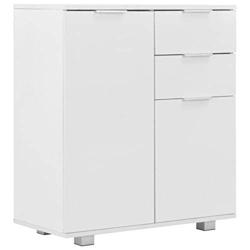 vidaXL, vidaXL Sideboard with 2 Drawers 2 Doors Living Room Storage Organiser Chest Cabinet Buffet High Gloss White 71x35x76cm Chipboard