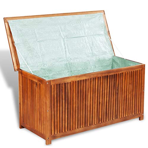 vidaXL, vidaXL Solid Acacia Wood Garden Storage Box Chest Furniture Outdoor Indoor Pillow Blanket Wooden Waterproof Box Home Entryway Hallway