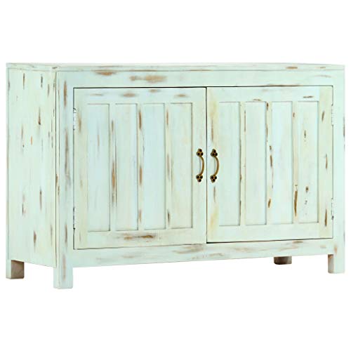 vidaXL, vidaXL Solid Mango Wood Sideboard 2 Doors Hardwood Side Cabinet Highboard Wooden Cabinet Home Decor Living Furniture Room Light Blue