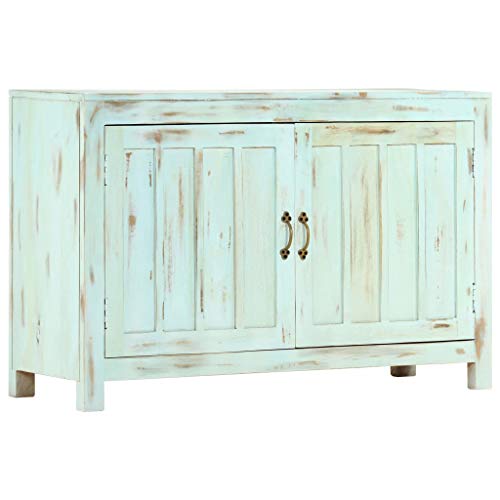 vidaXL, vidaXL Solid Mango Wood Sideboard 2 Doors Hardwood Side Cabinet Highboard Wooden Cabinet Home Decor Living Furniture Room Light Blue