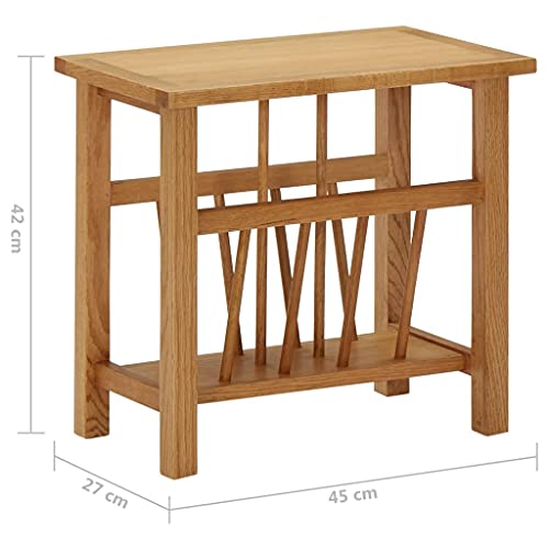 vidaXL, vidaXL Solid Oak Wood Magazine Table Wooden Storage Side Stand Unit Living Room Magazine Rack Bedroom End Table Desk Furniture MDF