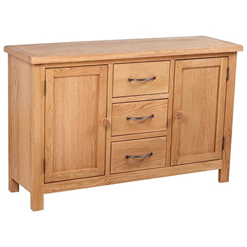 vidaXL, vidaXL Solid Oak Wood Sideboard with 3 Drawers Cupboard Cabinet Organiser