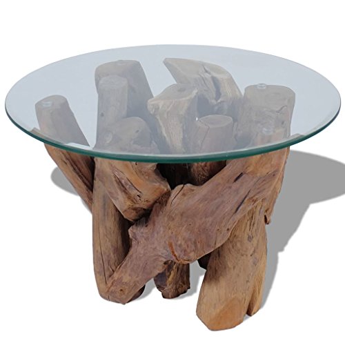 vidaXL, vidaXL Solid Teak Driftwood Coffee Table 60cm Living Room Side Tea Desk Stand