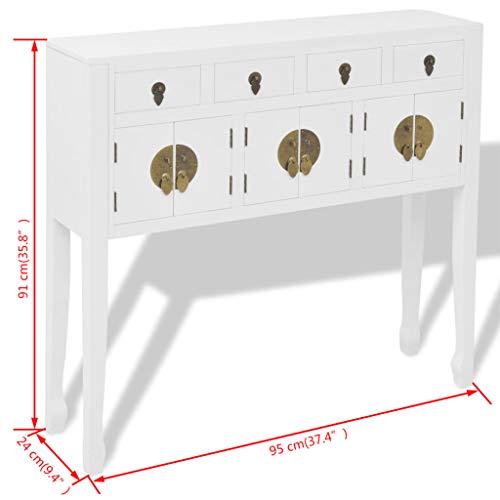 vidaXL, vidaXL Solid Wood Sideboard Chinese Style White Cupboard Console Side Cabinet
