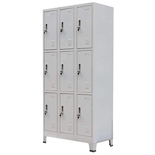 vidaXL, vidaXL Storage Filing Locker Cabinet with 9 Compartments Furniture Steel Grey