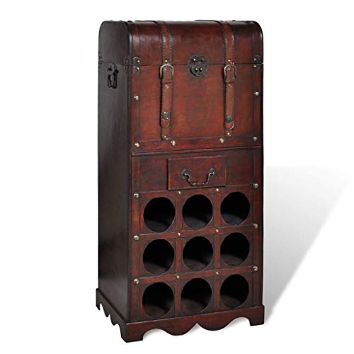 vidaXL, vidaXL Wooden Wine Rack for 9 Bottles with Storage Drink Bar Cabinet Holder