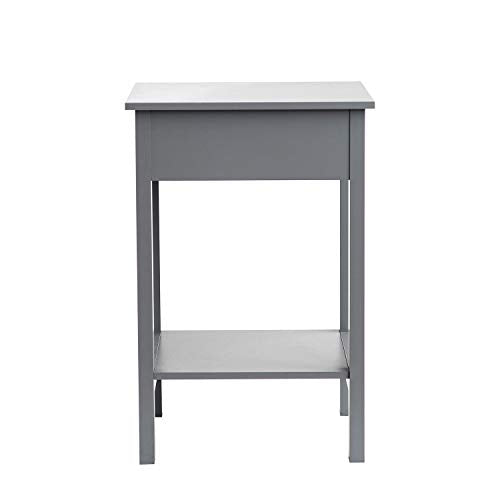 woodluv, woodluv Bedside Drawer with Shelf Cabinet Side Table Storage Unit - Grey